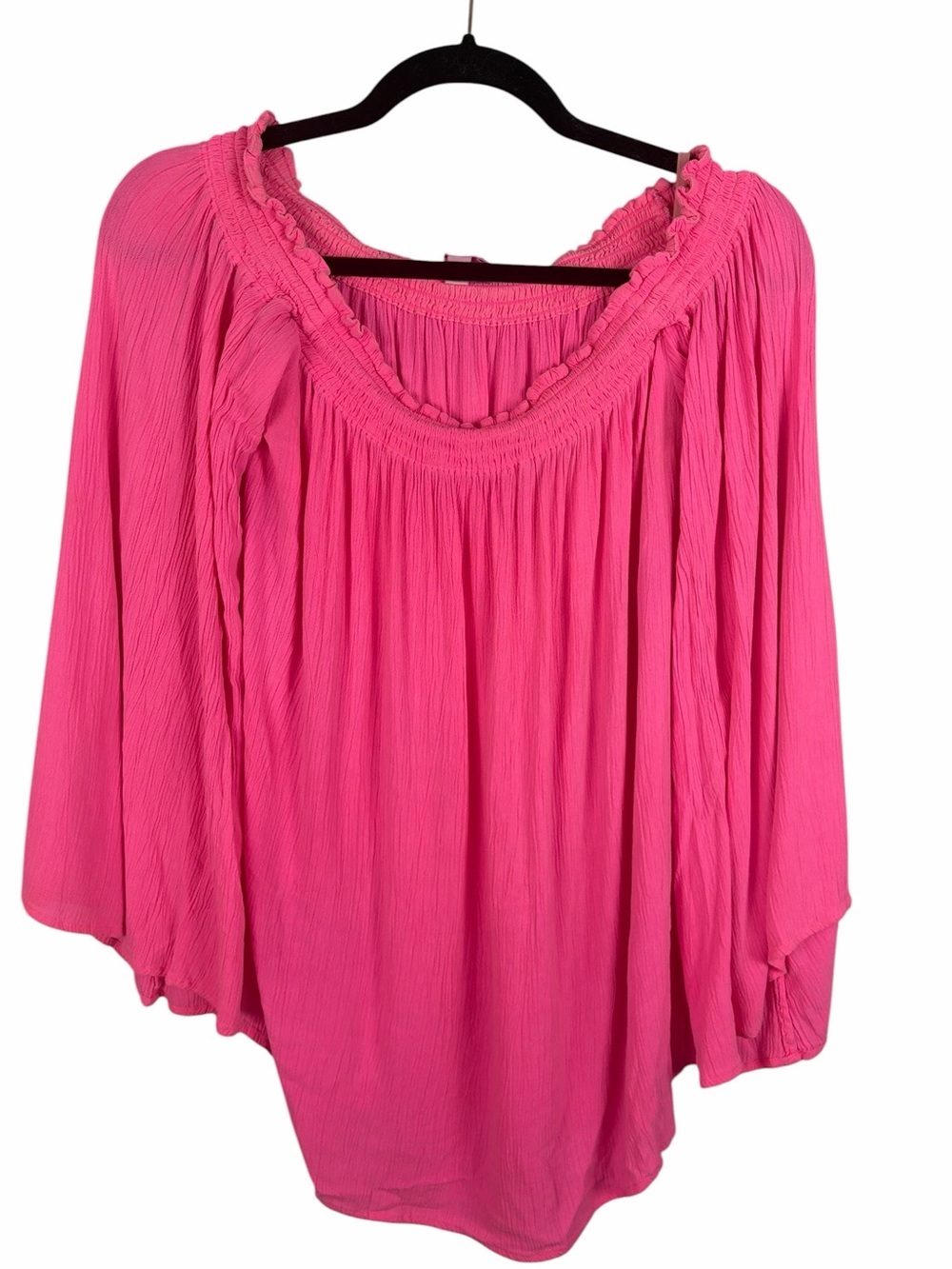Lilly Pulitzer Pink Peasant Blouse Size M 100% Rayon Boho Tunic Top